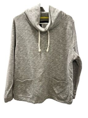 Boden Women's Gray Pullover Cowl Neck Hoodie w/ Pockets & Drawstring